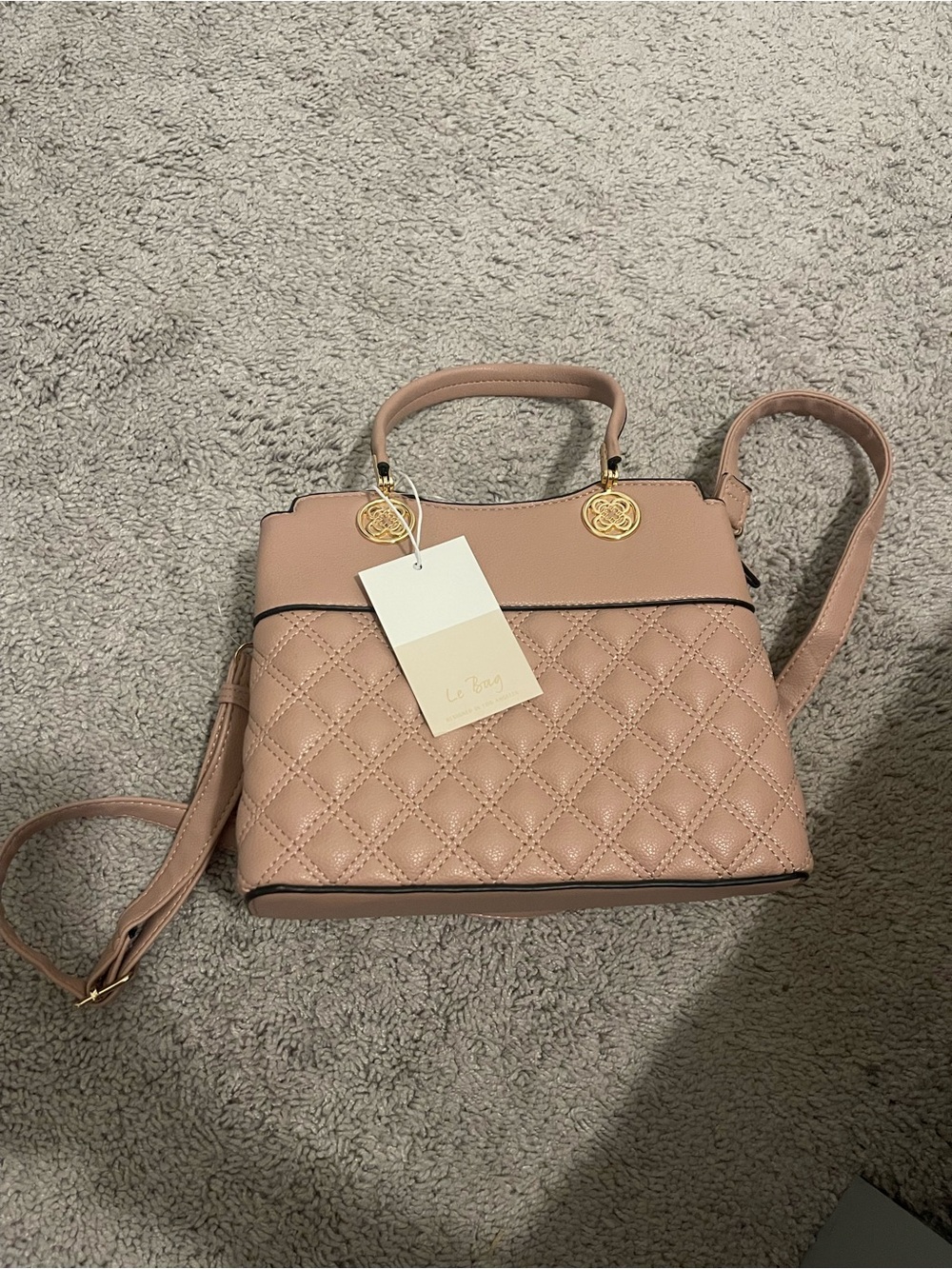 Quilted Blush Top-Handle Crossbody Bag